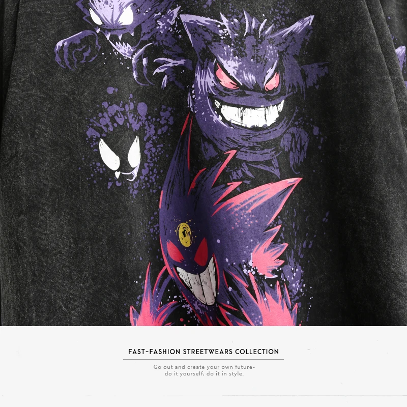 Футболка мужская в стиле хип хоп забавный узор потертая футболка из чистого