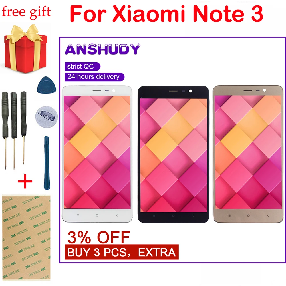 Для Xiaomi Note 3 ЖК дисплей сенсорный экран дигитайзер Датчик в сборе рамка для Hongmi Redmi