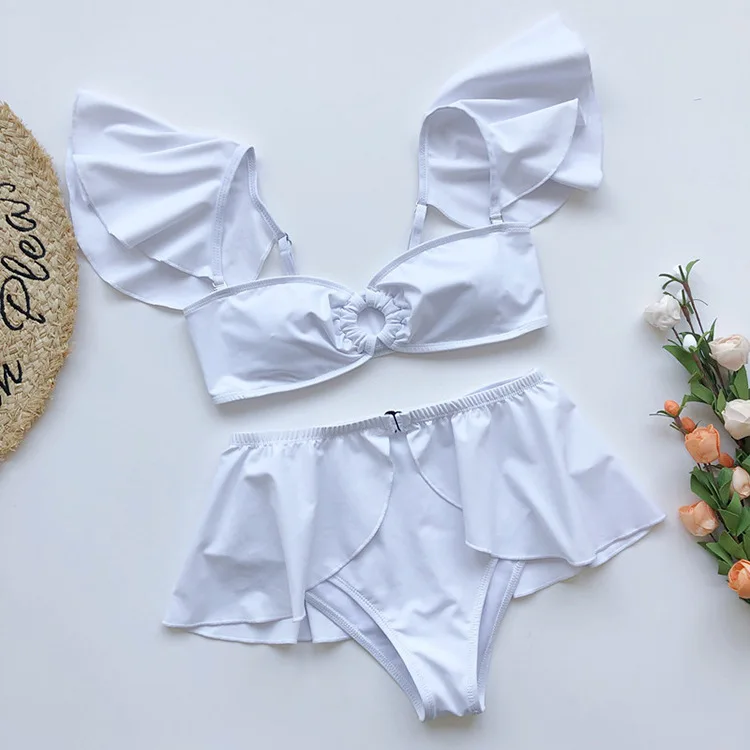 

Swiming Suit Women Print Ribbons Floral Tankini Set Two-piece Sexy Bikini Strap Swimwear Bathing Suit Beachwear