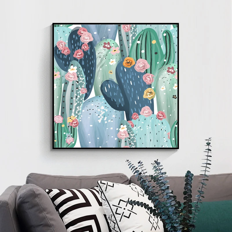 

Tropical Plant Posters and Prints Cactus Flower Wall Art Canvas Painting for Interior Pictures Nordic Loft Home Decoration