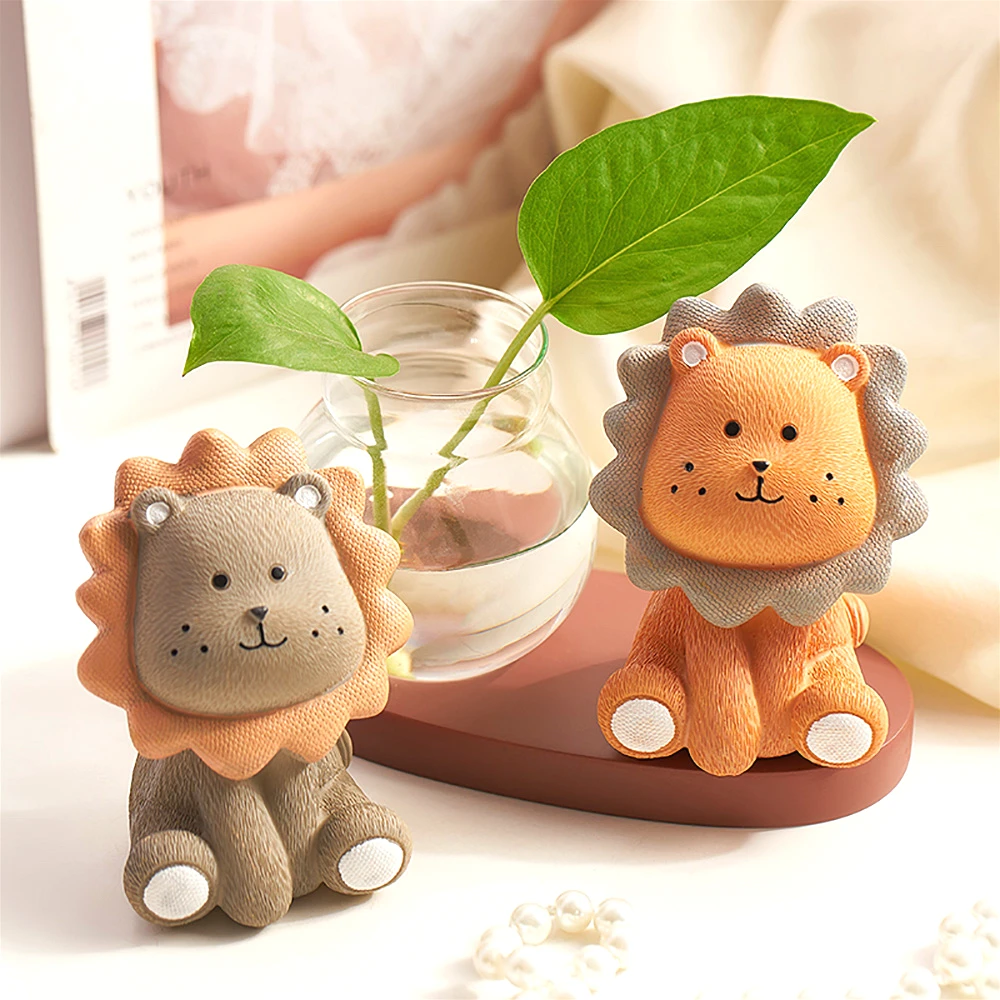 Скандинавская стеклянная ваза скульптура льва украшение для дома цветов