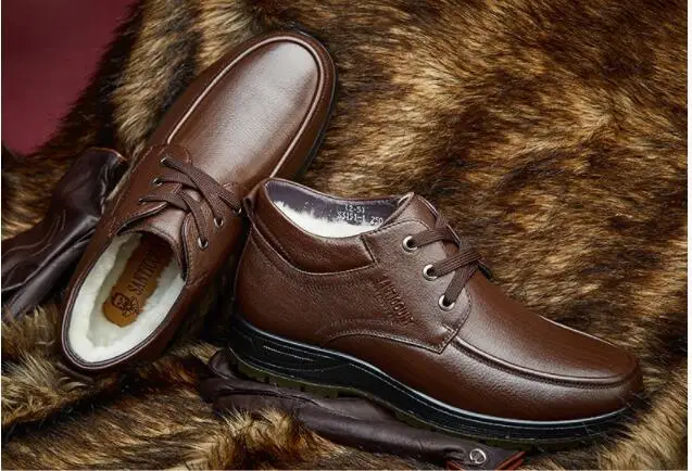 Зимние мужские теплые бархатные женские ботильоны сапоги из натуральной кожи на