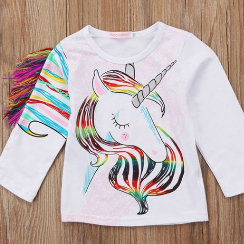Летняя брендовая новая детская футболка с единорогом 3D для девочек детские