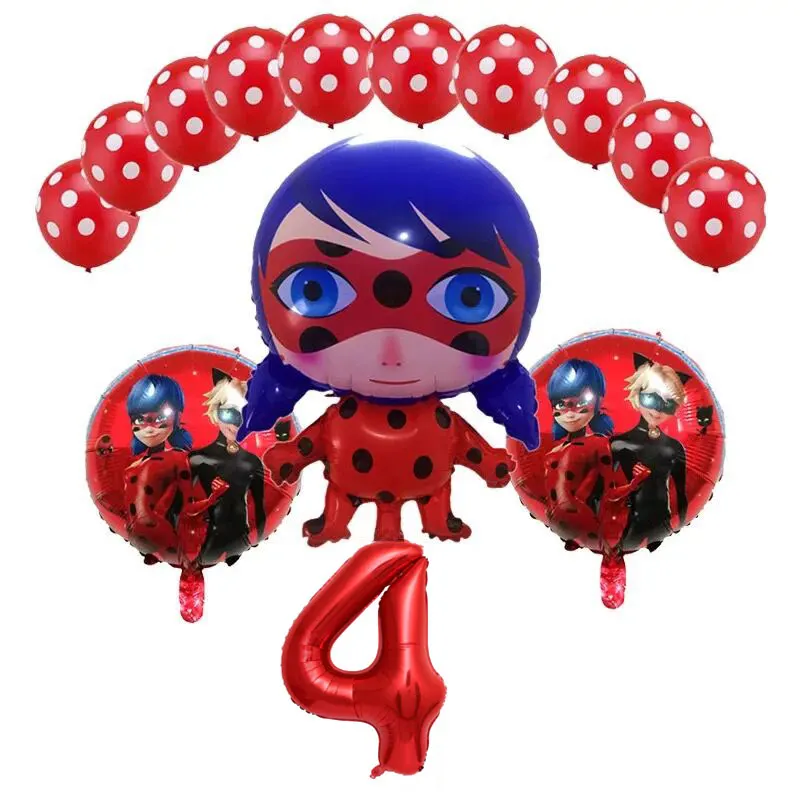 Balloons-34-14pcs 6 шт./компл. из мультфильма, популярная яркая детская одежда с рисунком "Божья коровка" Фольга воздушные шары День рождения украшения божья коровка гелиевый Майларовый и 32 дюймов шара с цифрой - Цвет: Balloons-34-14pcs