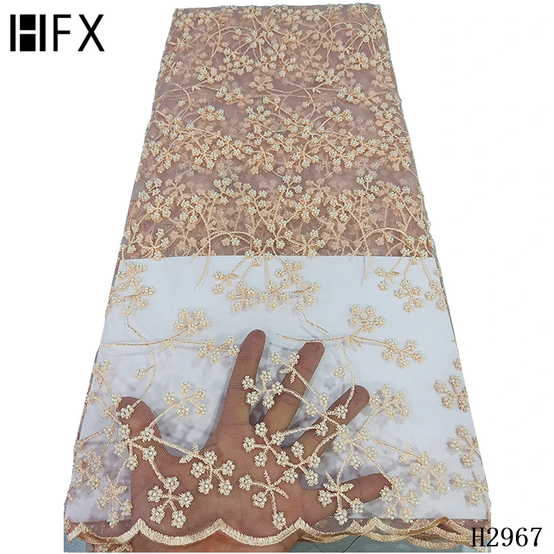 Элегантная ручная работа Цветочная вышивка пайетки 3D кружевная ткань с бисером