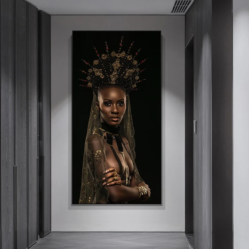 

Black Woman In Fancy DressOil Painting Scandinavian Posters and Prints Cityscape Canvas Art Wall Picture for Living Room