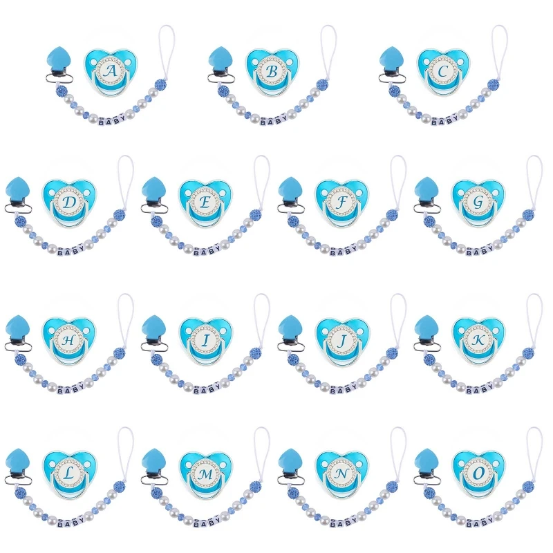 

Baby Silicone Nipple Pacifier Chain Clip Crystal Rhinestones Pacifier Teether