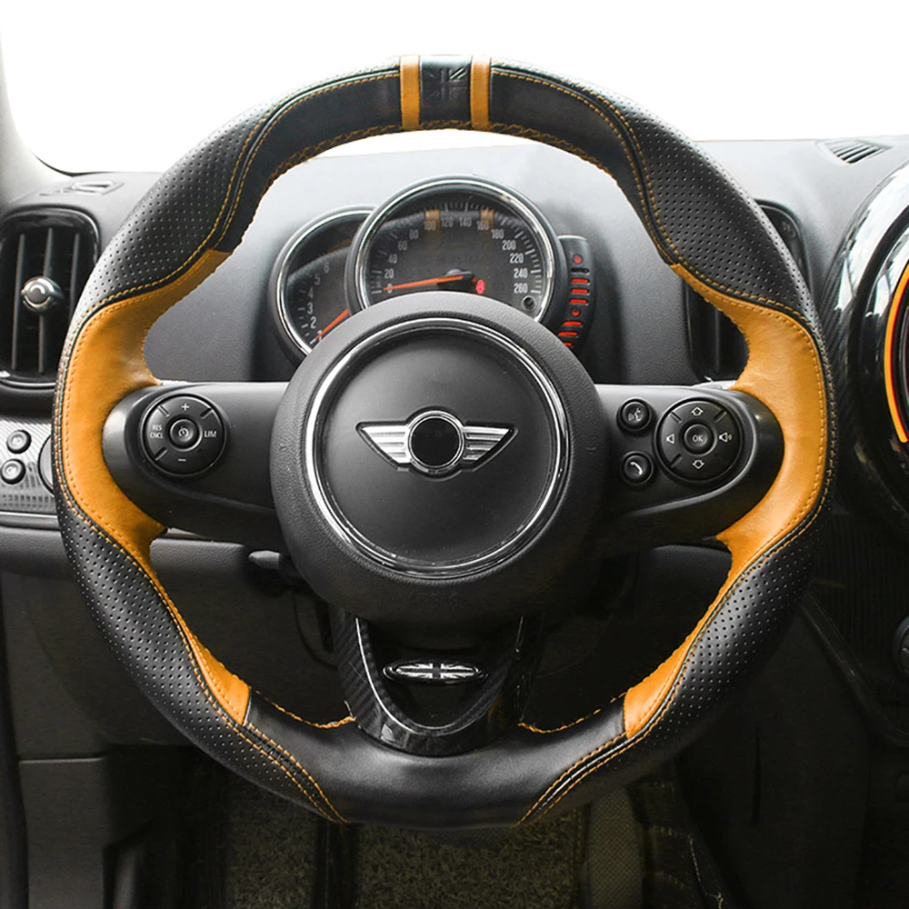 Автомобильный чехол на руль из искусственной кожи декоративный протектор для Mini