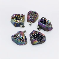 fashion jewelry natural stone irregular finish plated crystal crystal bead charm chakra pendant necklace jewelry making