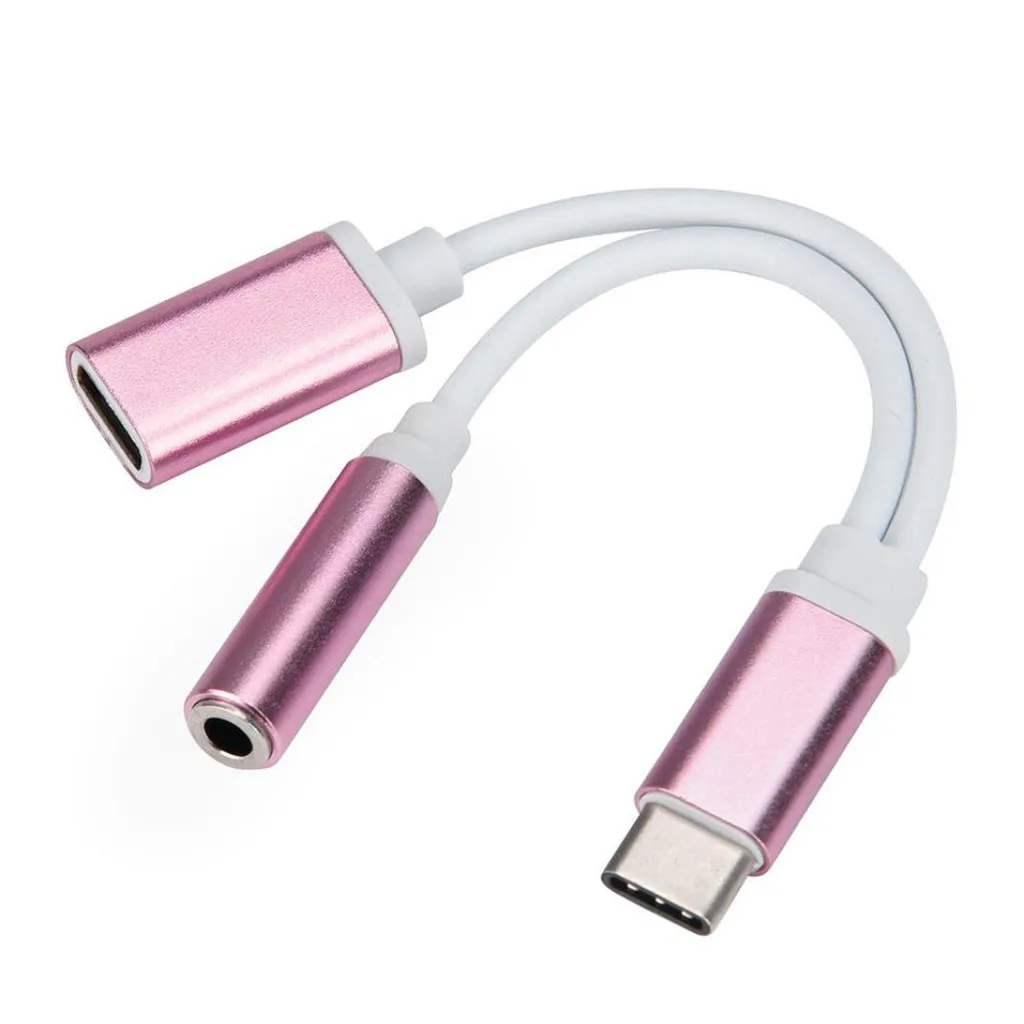 Адаптер Сплиттер AUX с разъемом USB Type C на 3 5 мм 2 в 1 портативный кабель для зарядки и