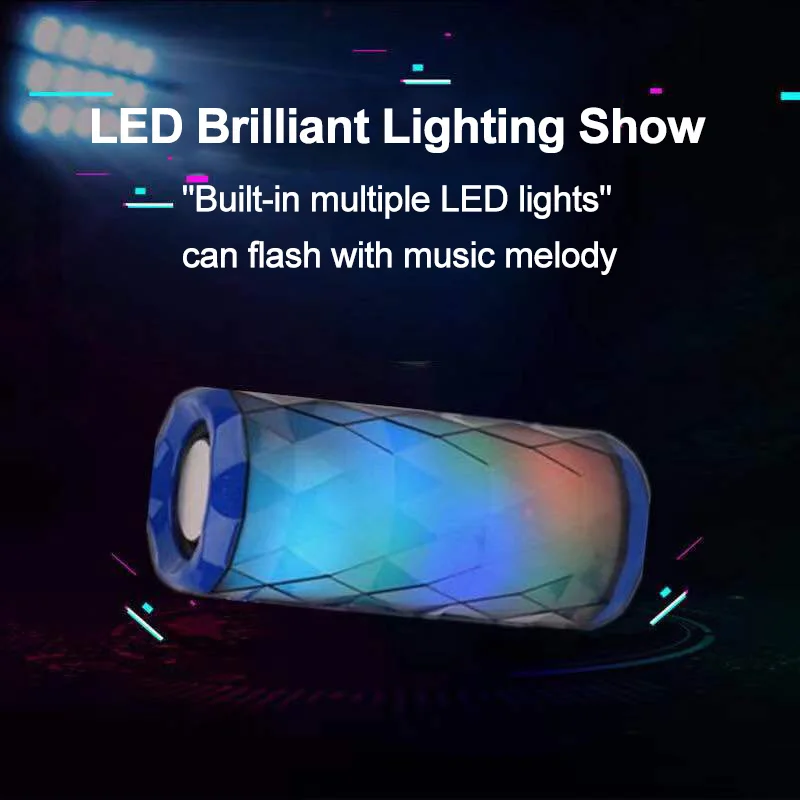 Портативный Bluetooth Динамик светодиодный Беспроводной на открытом воздухе TF карта