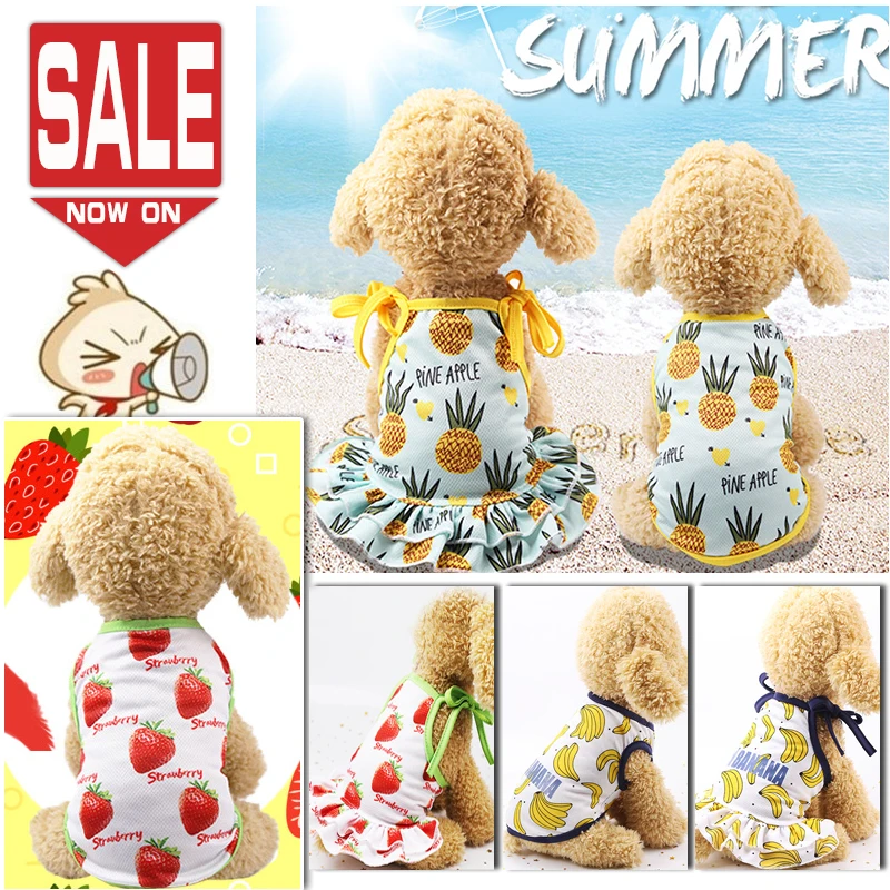 

Chihuahua Dog Clothes Dress Fall Funny Print Dress, Puppy Dog Dresses For Small Dogs Clothes Summer Cat Dogs Pets Clothing Fruit