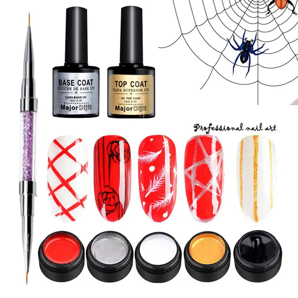 

5-color brushed glue set purple crystal wire drawing pen glue seal nail set