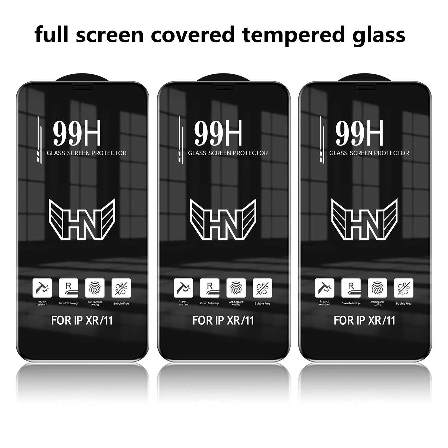 FOR iphone full screen covered tempered glass smooth touch 99H for iphone X XS XR 11 11pro 11promax 12mini 12 12promax 10pieces