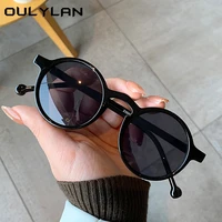 oulylan retro round sunglasses women men classic brand leopard green sun glasses shades ladies uv400 sunglass oval eyewear