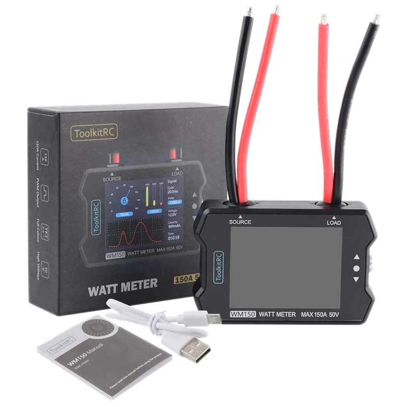 ToolkitRC WM150 Ватт метр 150A с алюминиевой крышкой 50В мотора Мощность тестер &amp ST8 2 4