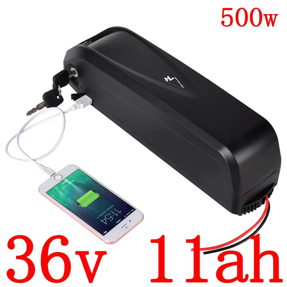 

Free shipping 36V electric bicycle battery 500W 36V 11AH Lithium ion battery 36V li ion battery with 5V USB port and 2A charger