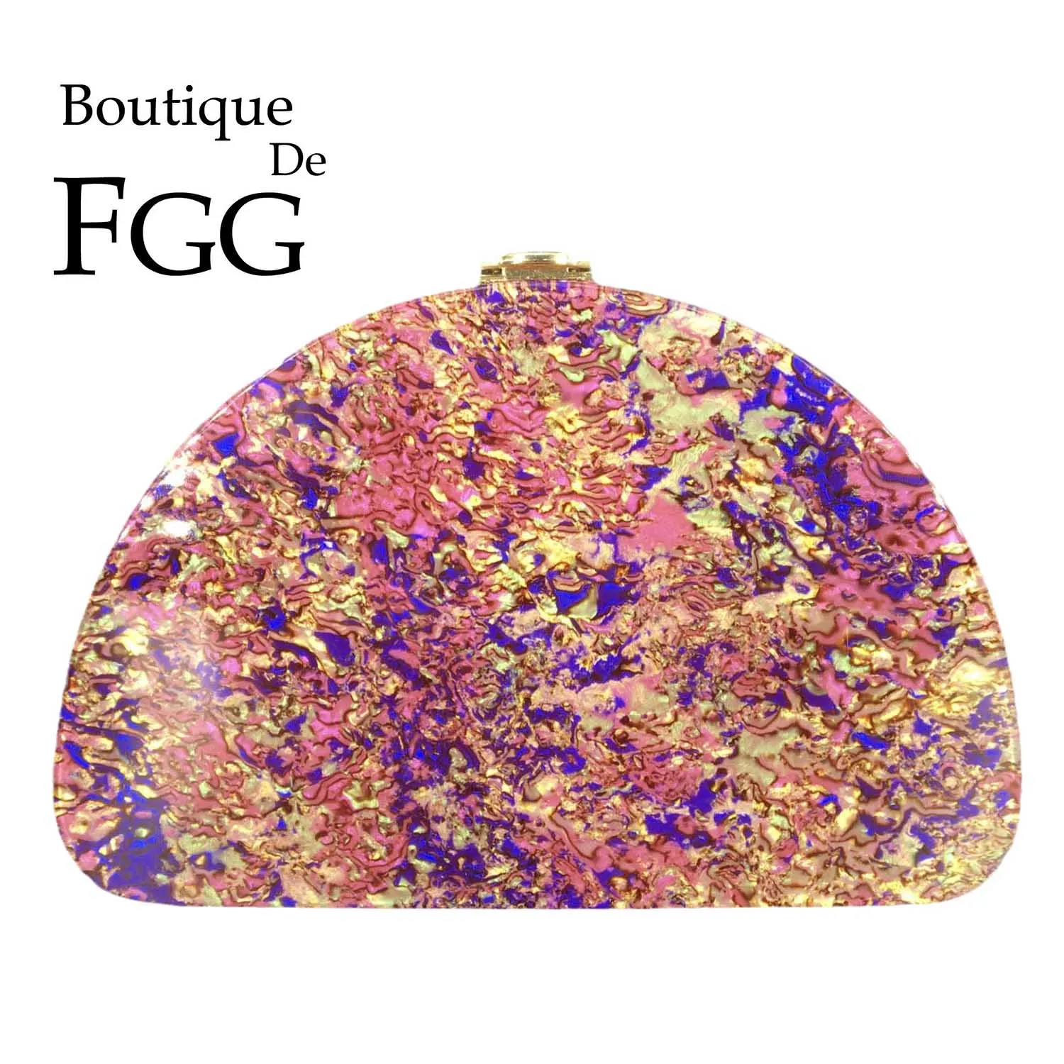 

Boutique De FGG Half Moon Shape Women Acrylic Clutch Evening Handbags Ladies Fashion Chain Shoulder Bags Crossbody Bag