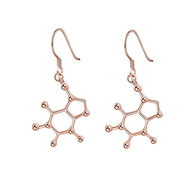 Серьги с молекулой кофеина 2019 серьги неуропередатчиком счастья ювелирные