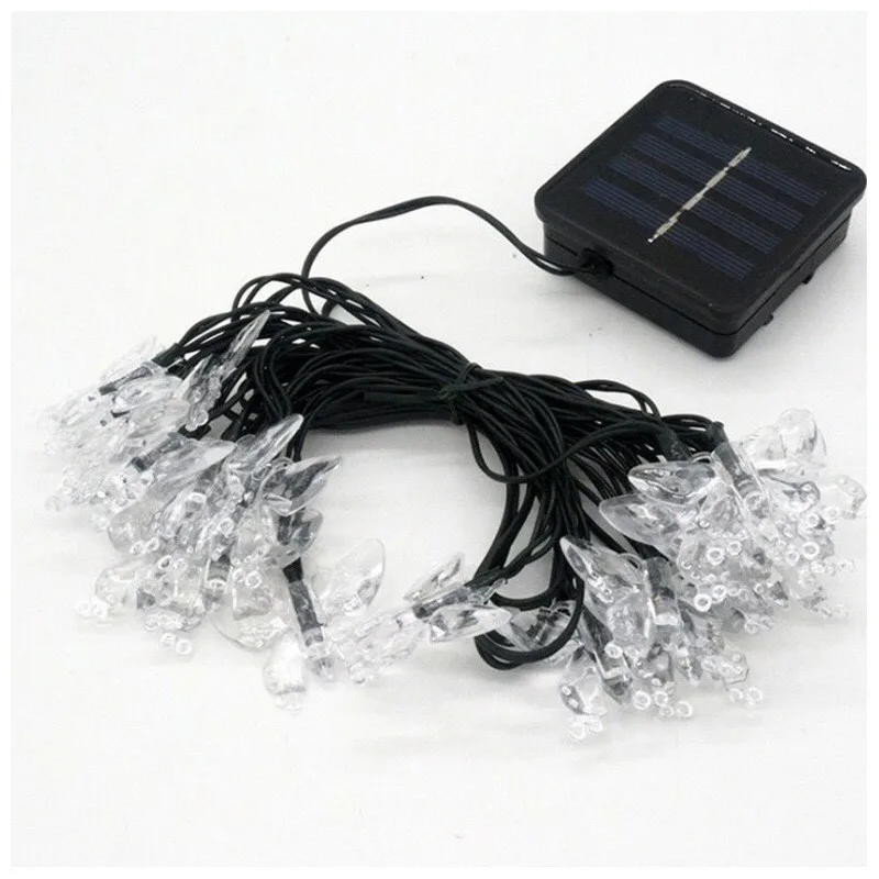 Уличная гирлянда на солнечной батарее с синими бабочками уличное украшение для