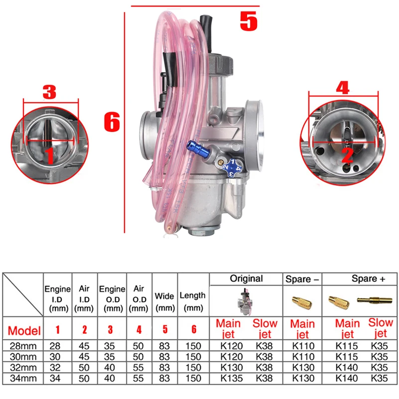 

4T Engine 28MM 30MM 32MM 34MM PWK Carburador Maikuni Carburetor Off-road Motorcycle Motocross Scooter Carburateur 1 order