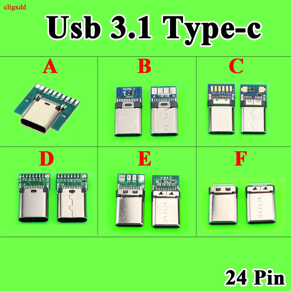 2X USB 3 1 Type C разъем 24 pin штекер гнездо адаптер розеток для припоя провода и кабеля 14 P