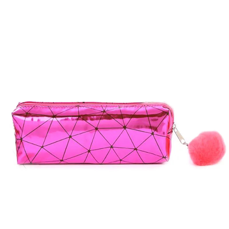 

Lridescent Holographic Pencil Case for Girls Boys Quality Cute Hairball Pencil Box Kawaii Pencil Bag School Supplies Stationery