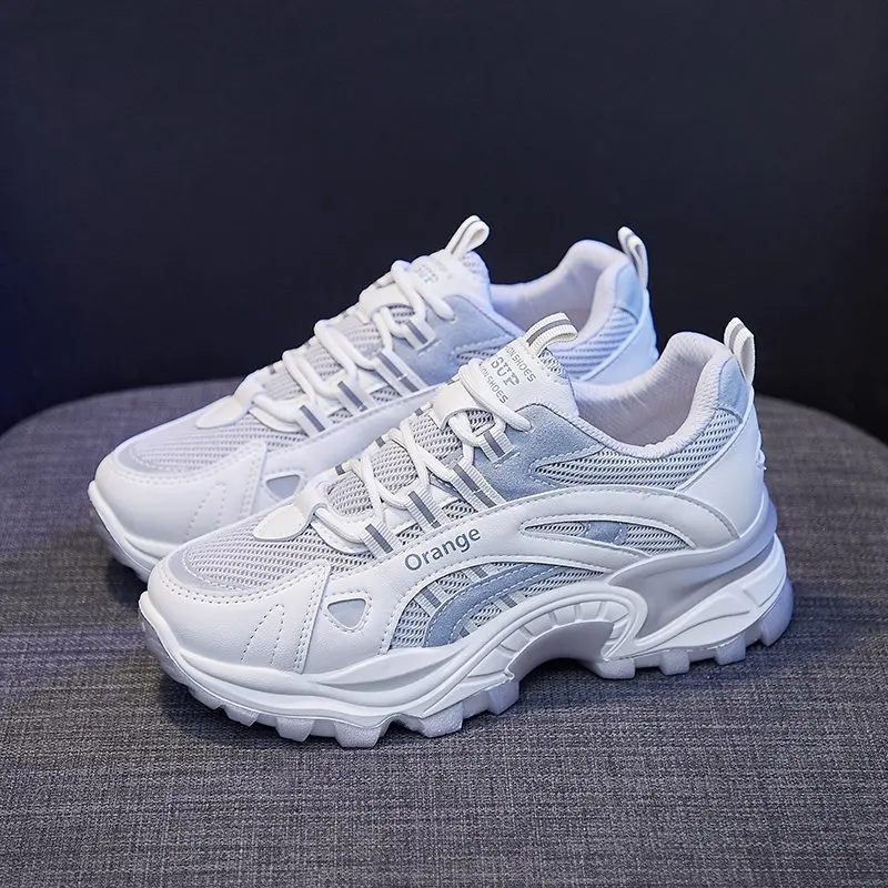 

Women Casual Shoe Fashion Breathable Walking Mesh Flat Shoes Sneakers Women Gym Vulcanized Shoes White Female Footwear