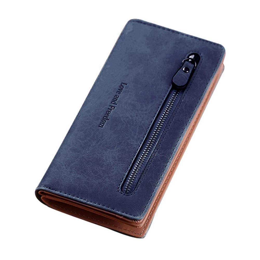 

Держатель для монет и карт, модный подарок, на молнии, вместительный длинный женский кошелек из искусственной кожи двойного сложения