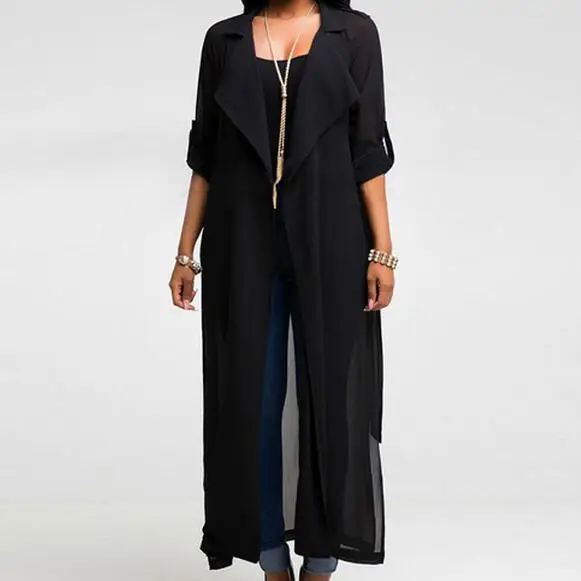 Женская шифоновая блузка длинная рубашка новинка 2020 лето-осень длинный рукав