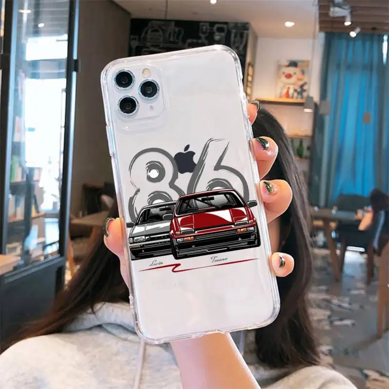 

Initial D car Japan anime movie Transparent soft iphone 5 6 7 8 11 12 s c se plus mini x xs xr pro max cover shell funda
