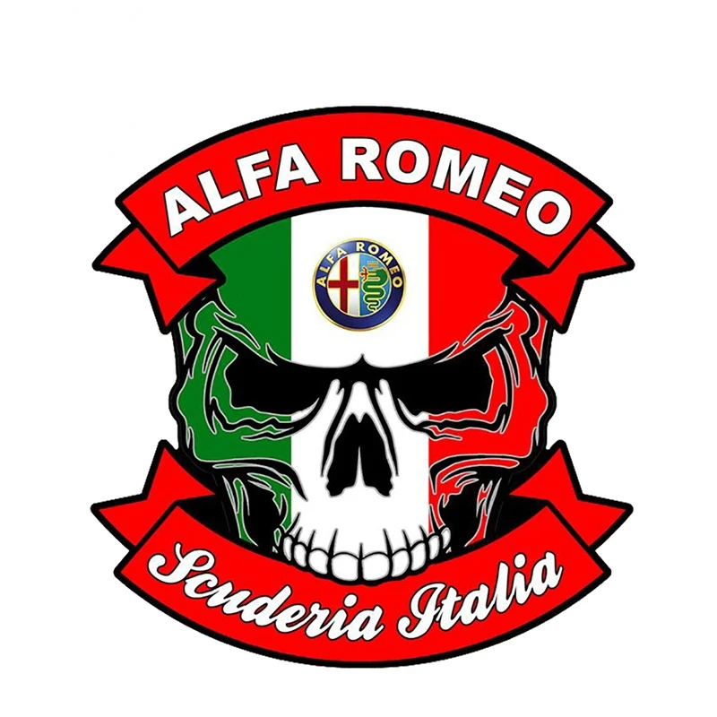 

Creative Scuderia Italia Skull Vinyl Car Stickers Graphic for SUV Bumper Guitar Motorcycle Decals Waterproof Decor PVC13x13cm
