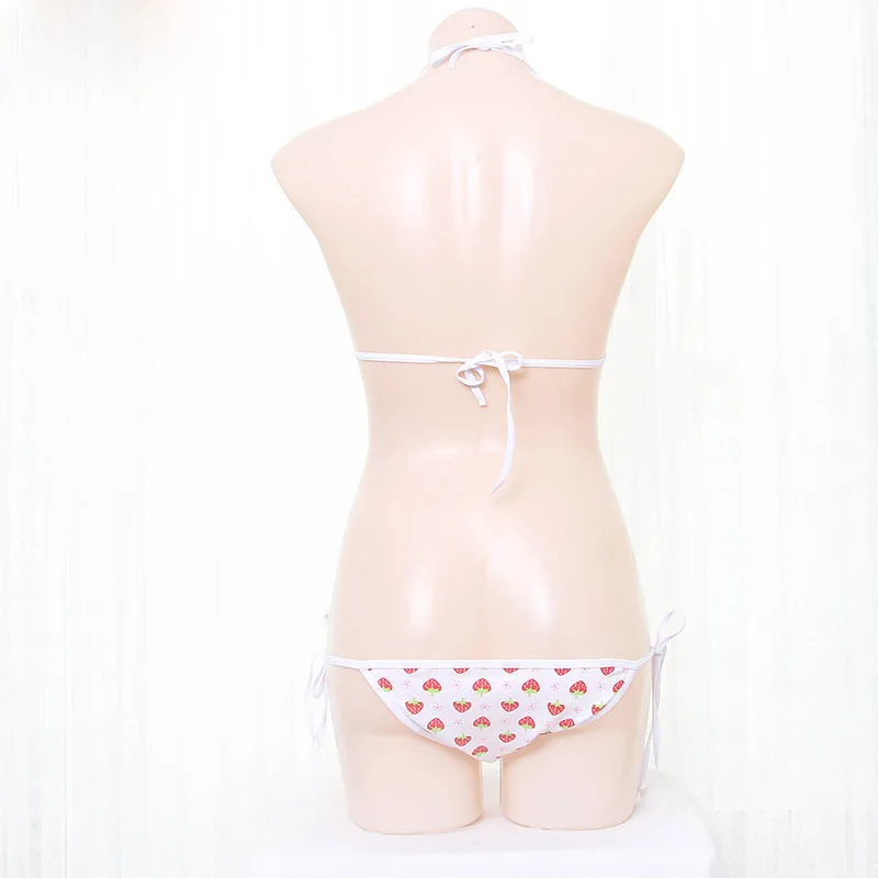 Lolita Girls Sexy Lingerie Classic Kawaii Strawberry Print Mini Square Cup Bikini Cosplay Sex Costumes Bra Cute | Тематическая