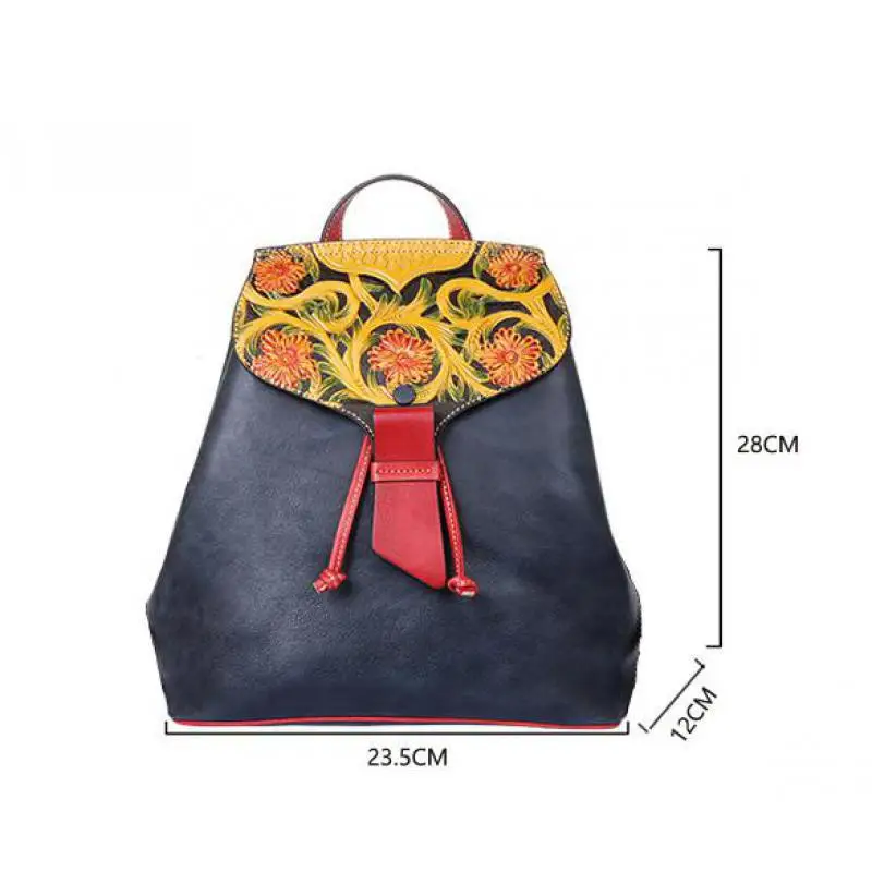 

YourSeason 2021 Luxury Female Handmade Cow Leather Backpack Vintage Embossing Floral Women Travel Bags
