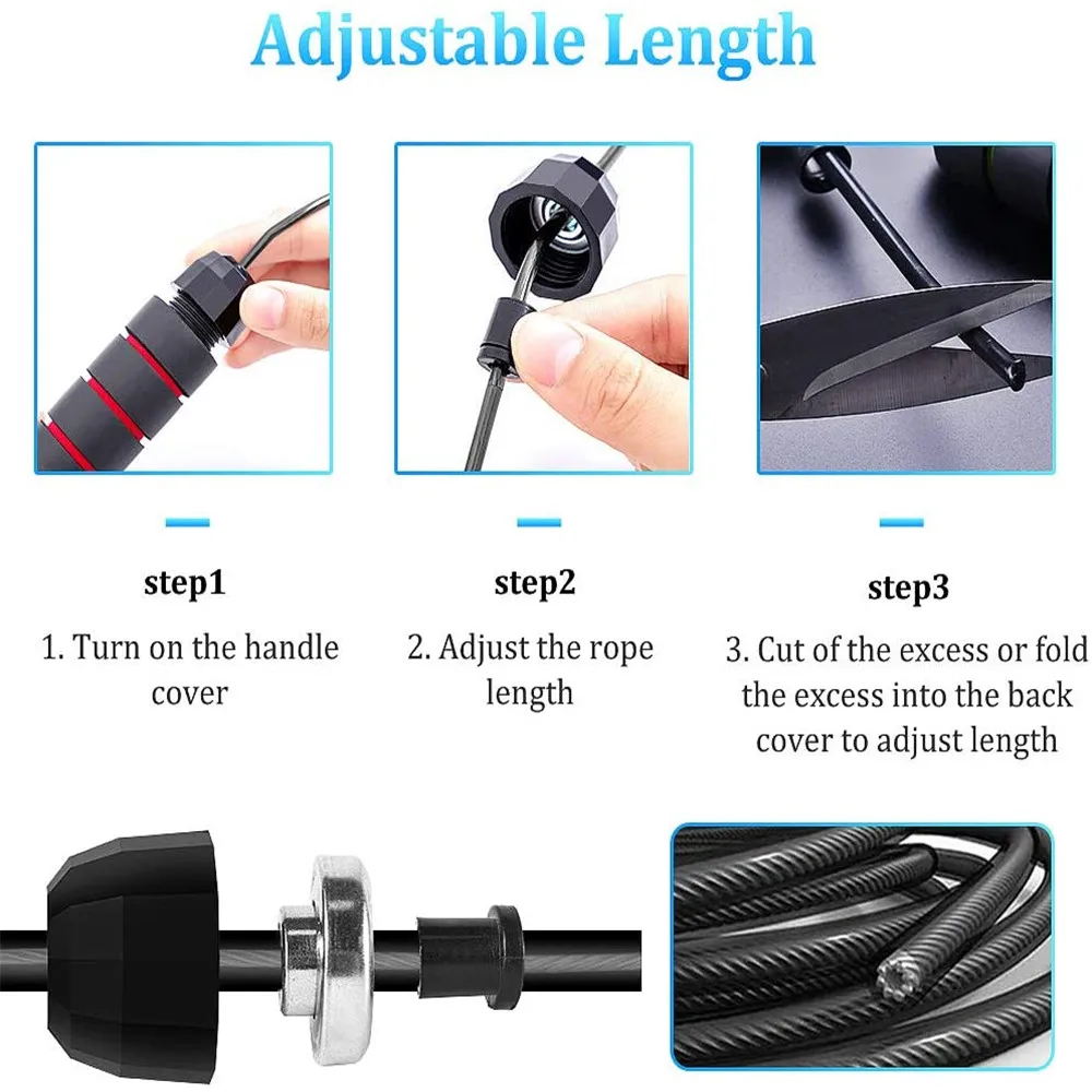 

Adjustable Jump Ropes, Steel Wire Rope Ball Bearing Skipping Rope, Smoother, 6-Inch Eva Memory Foam Soft Handle ALS88