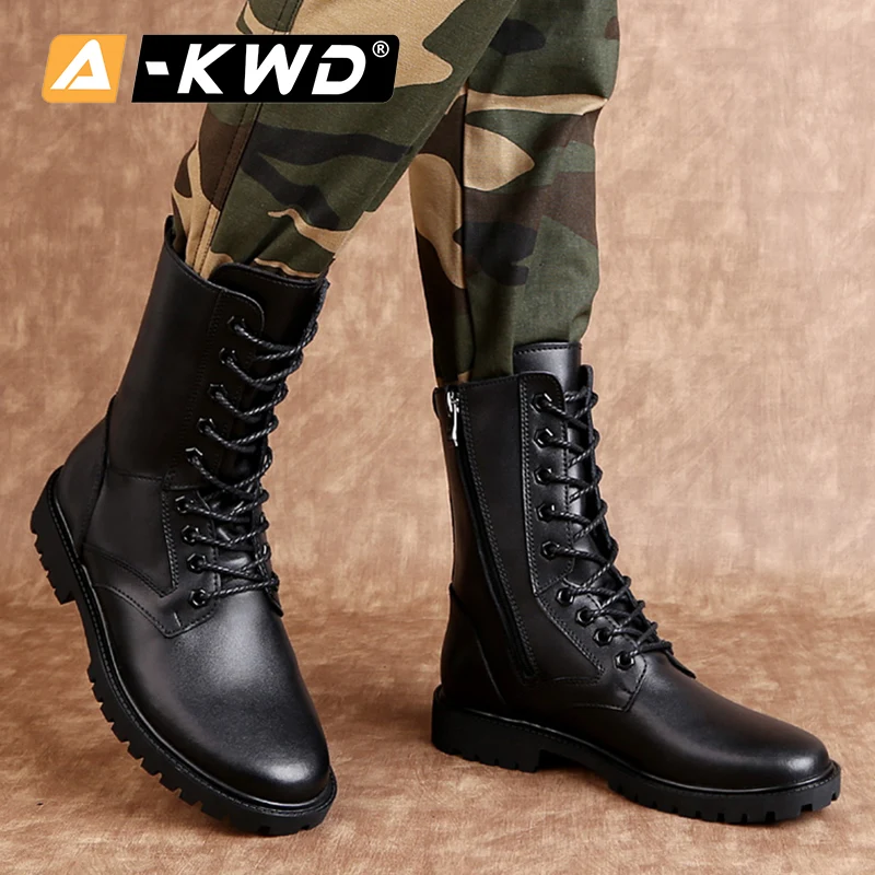 Модные зимние мужские ботинки с мехом рабочие боковой молнией Размеры 35 52