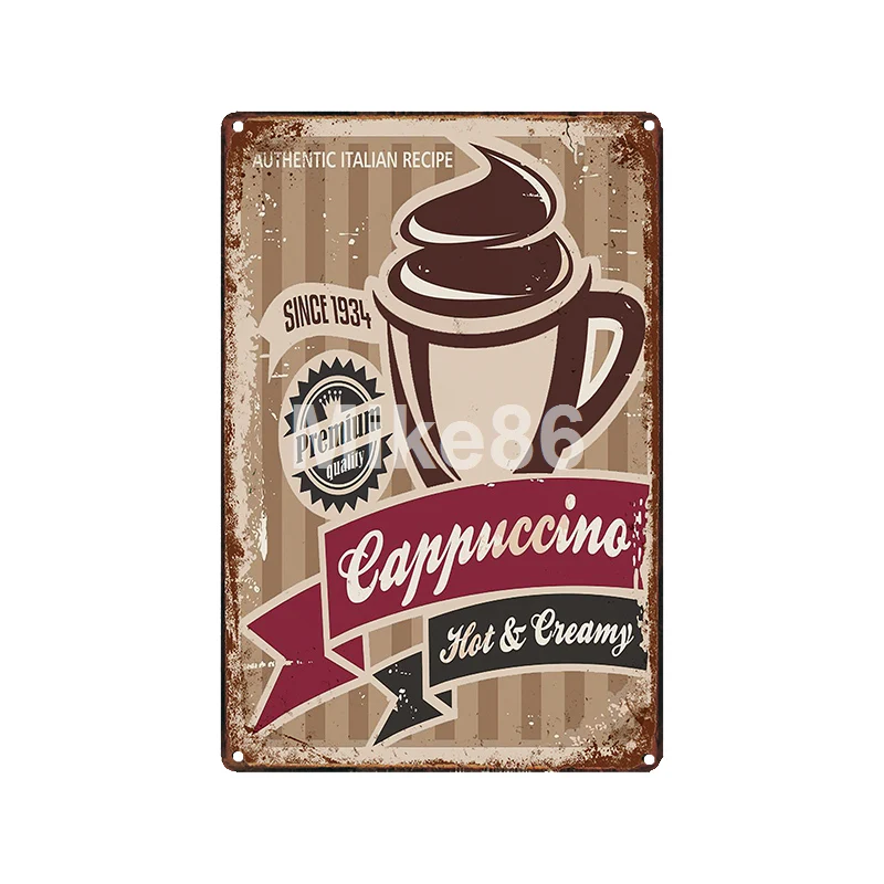 [Mike86] сигары табак кексы молоко капучино жестяной знак антикварный Железный