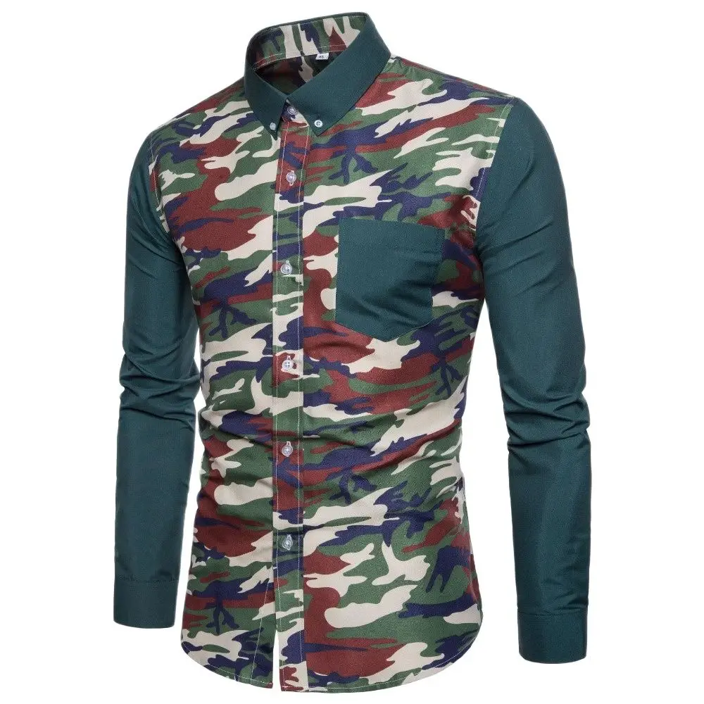 

Men's Shirt Camouflage 3D Print Shirt Men Autumn Long Sleeve Shirt Winter Printed Mens Funny Shirts
