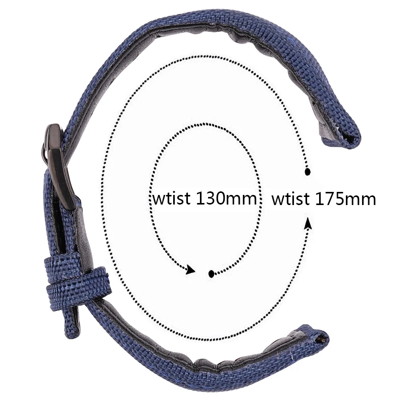 Холщовый нейлоновый + Натуральный кожаный ремешок для часов 20 мм 21 22 черный