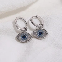 new silver color cz crystal stone eye dangle huggie earrings for women girls cz evil eye stud hanging earring women gift