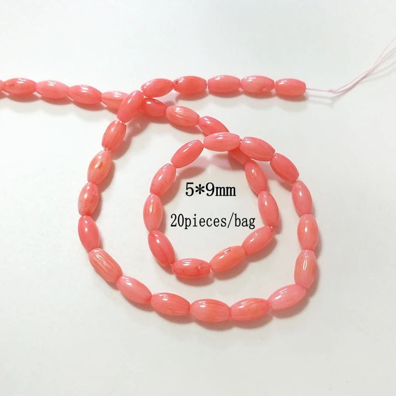 2019 модные овальные бусины 5*9 мм 20 фотоэлементов розового кораллового цвета для