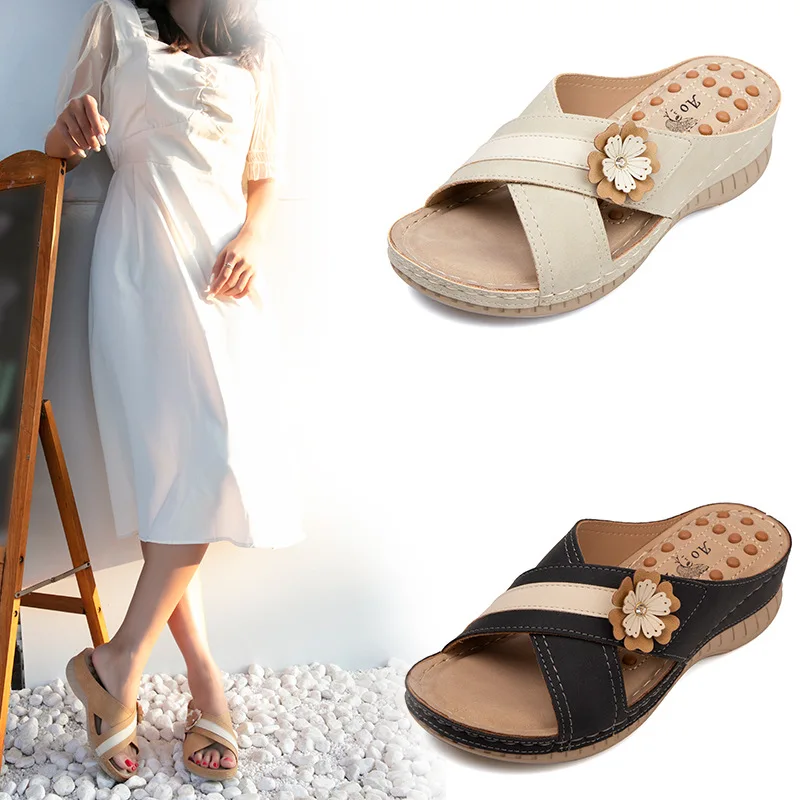 

Women's slippers shoes Ladies casual big-toe sandals slippers Comfortable thick-soled wedges fashion versatile personality trend