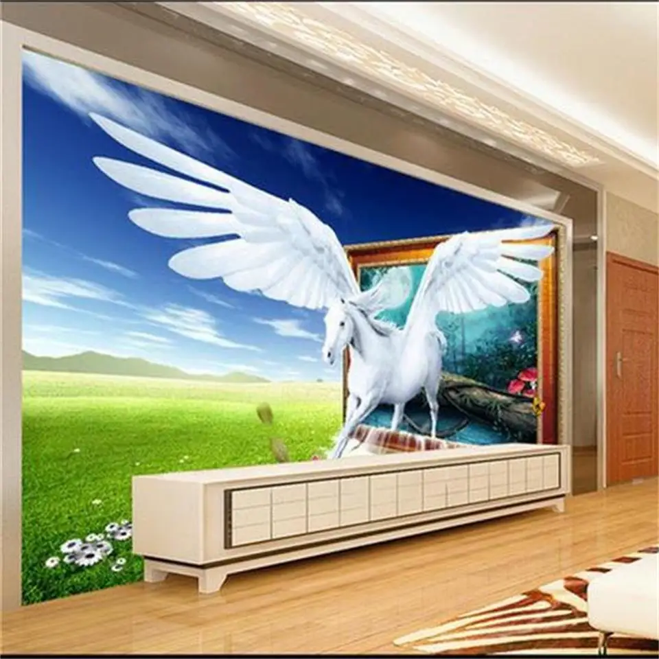 Пользовательские 3d фото обои для гостиной роспись Pegasus фоторамка просмотра