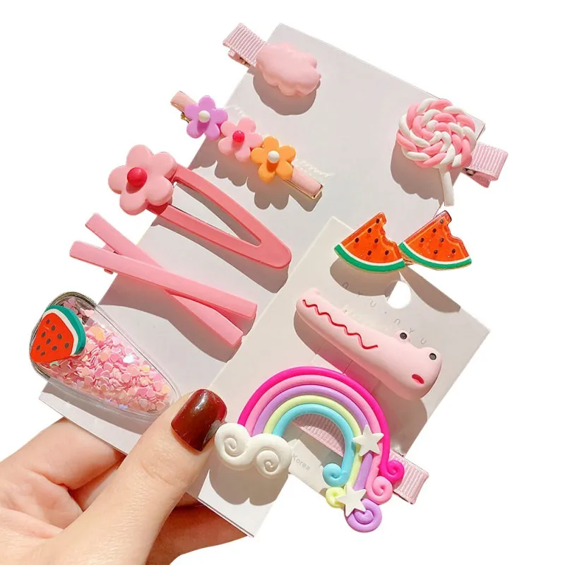 

Children Hair Clips Girl Cartoon Lovely Rainbow Fruit Lollipop Hair Clip Hair Accessory Set Of 10 Pieces