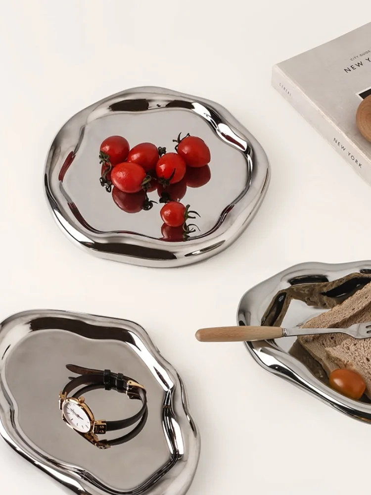 

Свадебные керамические тарелки в скандинавском стиле, обеденный набор, серебряные обеденные тарелки для ресторана, десертная тарелка, креативная цена, пиати, домашний сад AB50PZ