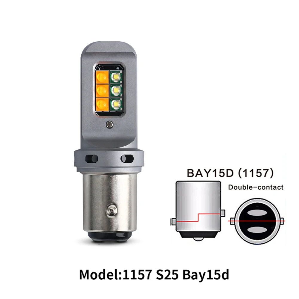

2 шт. Автомобильные светодиодные фонари двухцветные 1157 BAY15D P21 / 5W двухцветные Canbus автомобильные DRL указатели поворота 2 в 1 лампы 7443 W5W 3157 12 В диодный янтарь