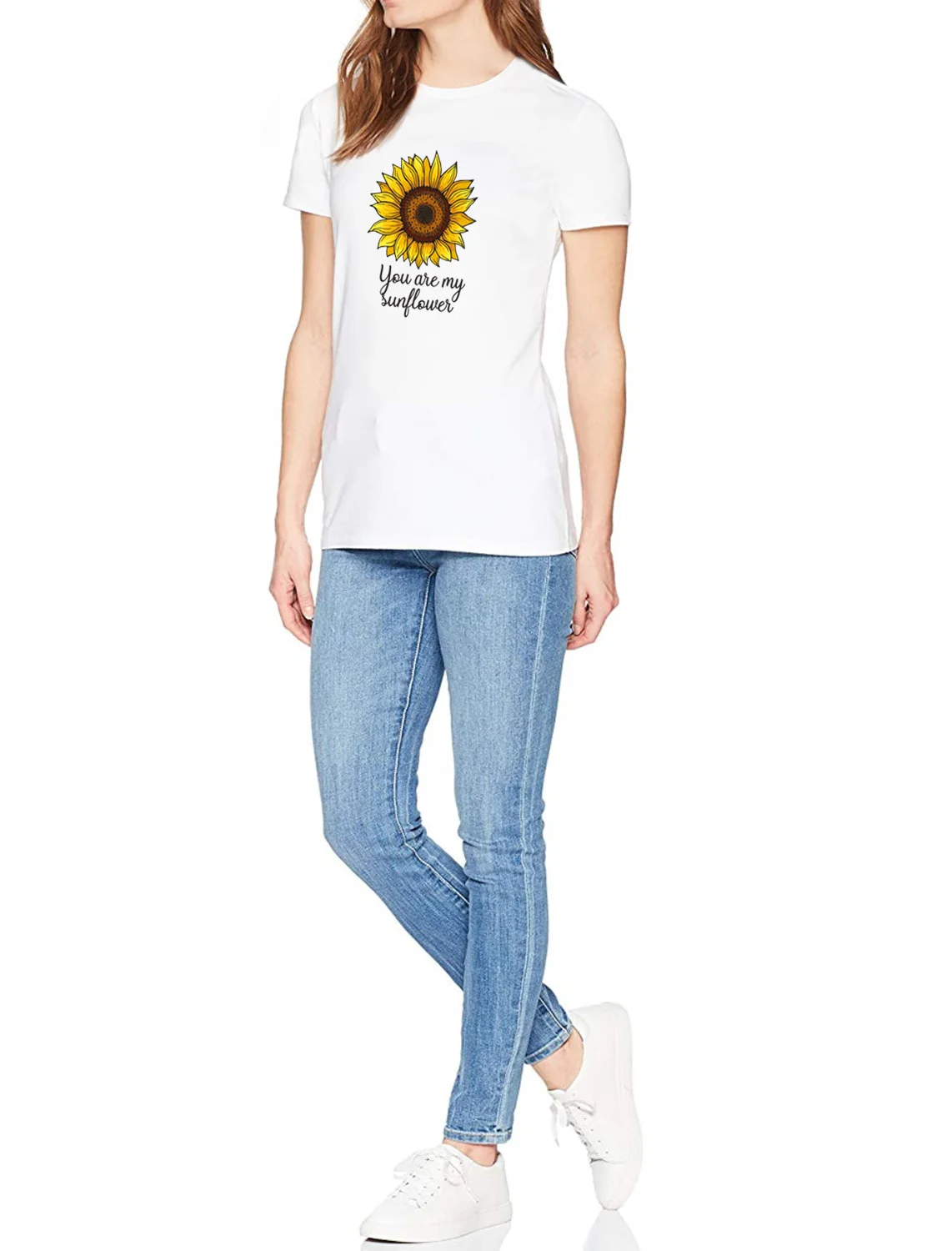 Женская Повседневная футболка с круглым вырезом и коротким рукавом You Are My Sunflower