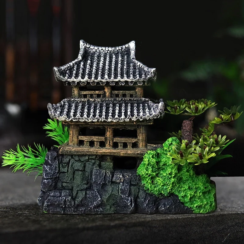 Artificial Hill House Decoration Exquisite Landscape Resin Crafts For Aquarium Fish Tank Accessories | Дом и сад