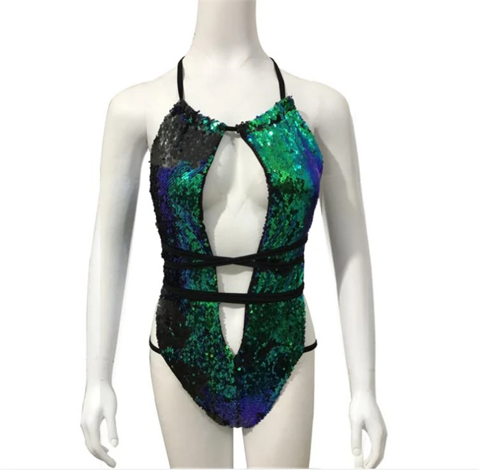 Новый дизайн Бразильское бикини с блестящими блестками и глубоким V-образным