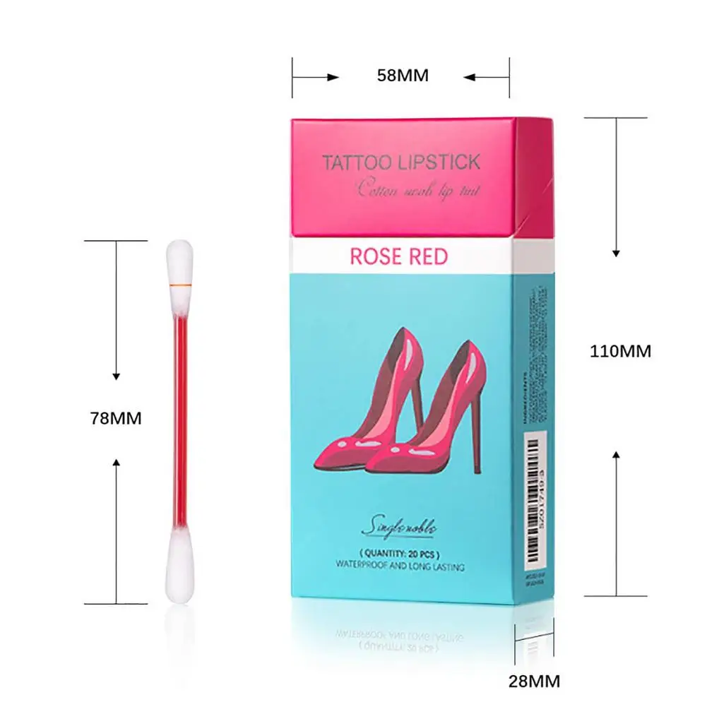 

20 Pcs Set Cotton Swab Lipsticks For Outdoor Portable Lipsticks Cosmetics Waterproof Case Lasting Long Moisturizing Cigarette